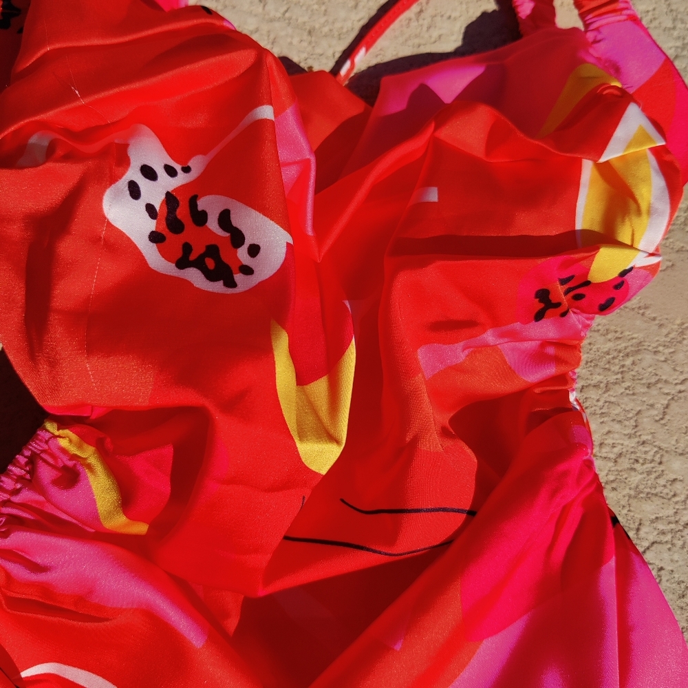 Vibrant Backless Dress - Pink and Red Floral - Picture 15 of 16